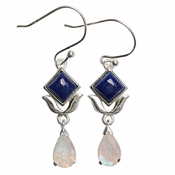 Designové náušnice Lapis Lazuli stříbro Ag 925 E254 - 2