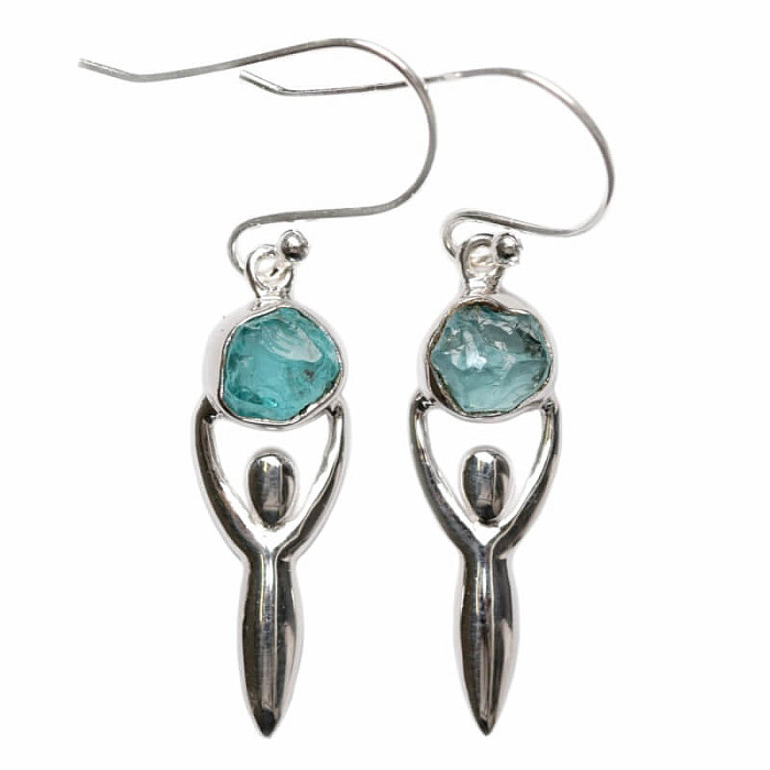 Designové náušnice apatit modrý neon stříbro Ag 925 E195 - 2