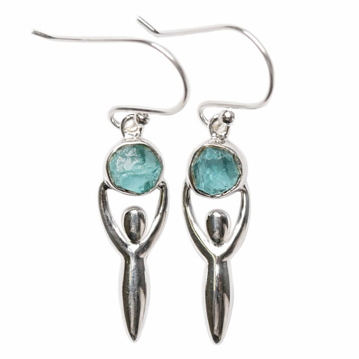 Designové náušnice apatit modrý neon stříbro Ag 925 E201 - 2