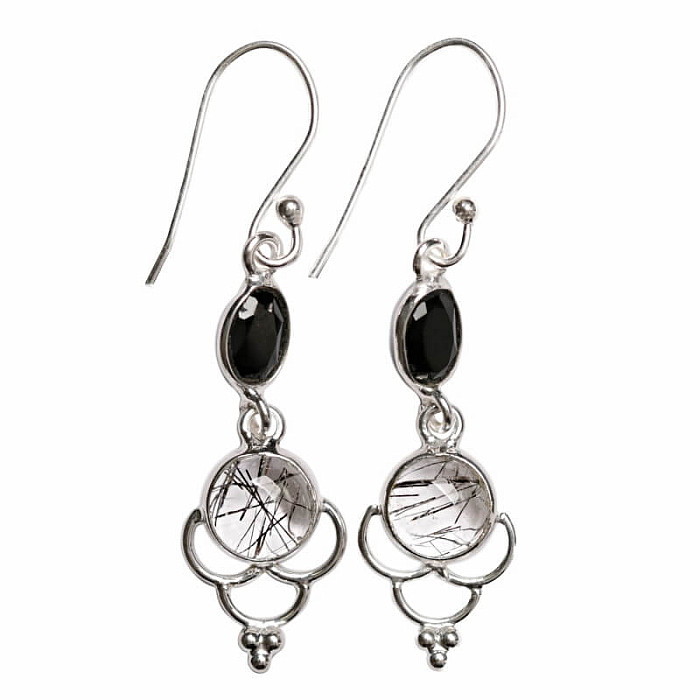 Designové náušnice křišťál s turmalínem stříbro Ag 925 E477 - 2