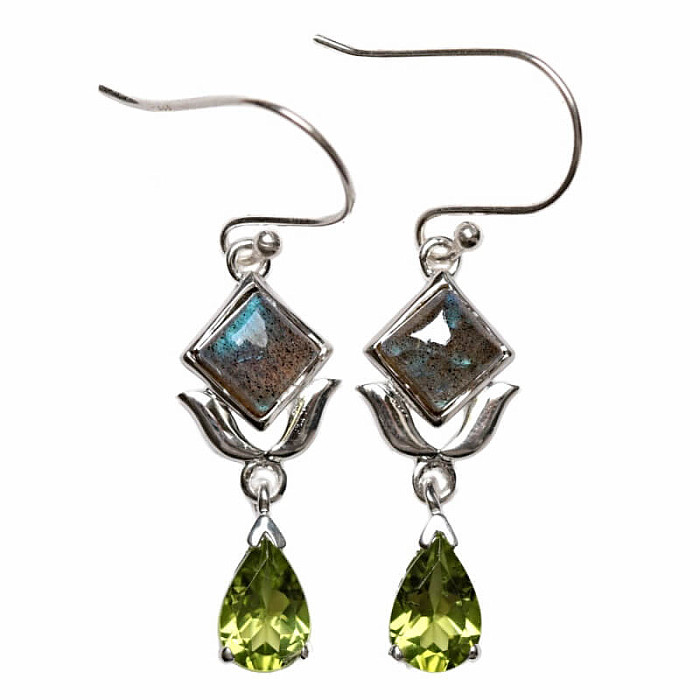 Designové náušnice labradorit stříbro Ag 925 E236 - 2