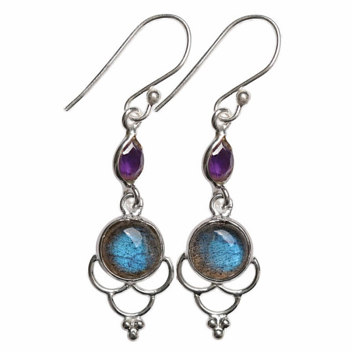 Designové náušnice labradorit stříbro Ag 925 E482 - 2