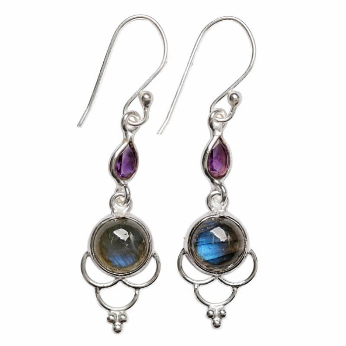 Designové náušnice labradorit stříbro Ag 925 E518 - 2