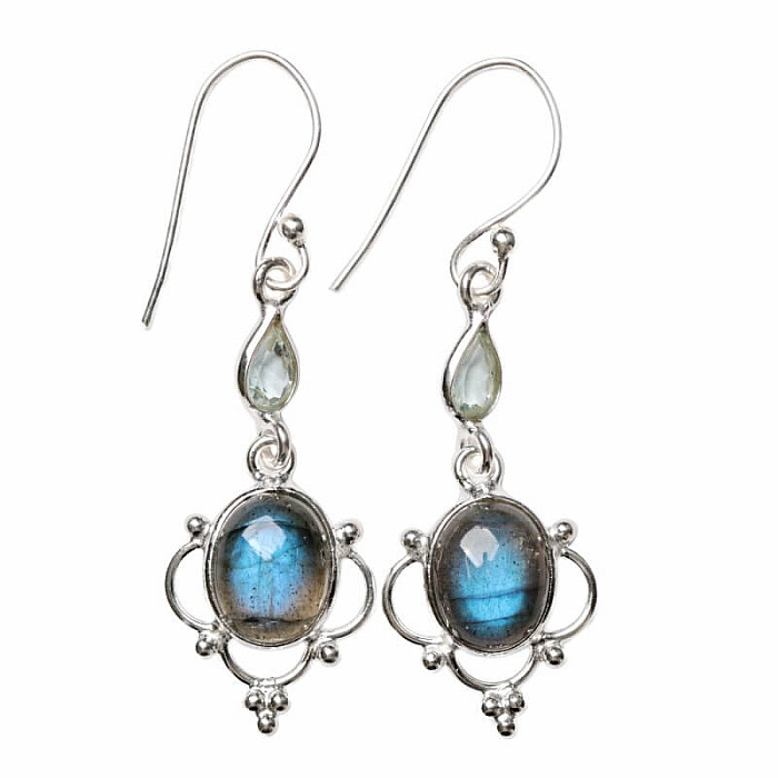 Designové náušnice labradorit stříbro Ag 925 E549 - 2