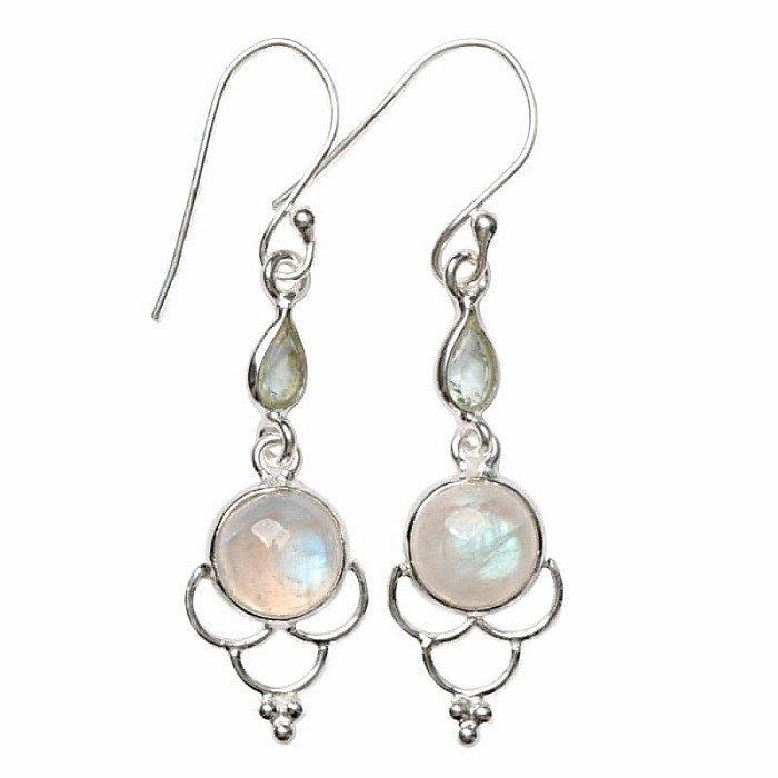 Designové náušnice měsíční kámen duhový stříbro Ag 925 E491 - 2