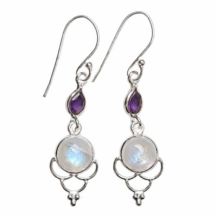 Designové náušnice měsíční kámen duhový stříbro Ag 925 E512 - 2