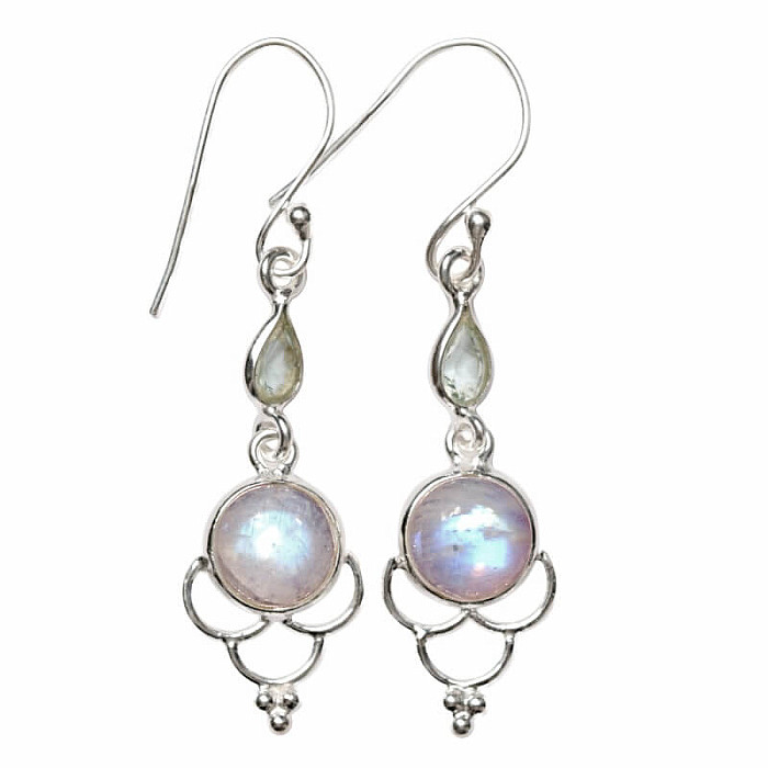 Designové náušnice měsíční kámen duhový stříbro Ag 925 E516 - 2