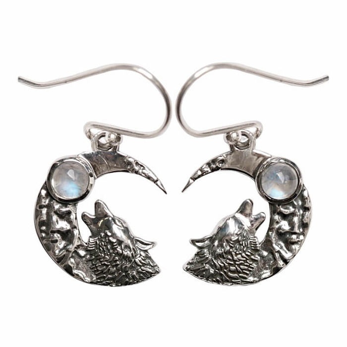 Designové náušnice měsíční kámen duhový stříbro Ag 925 E634 - 1