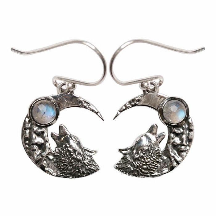 Designové náušnice měsíční kámen duhový stříbro Ag 925 E645 - 1