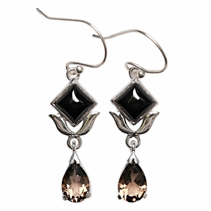 Designové náušnice onyx stříbro Ag 925 E235 - 2