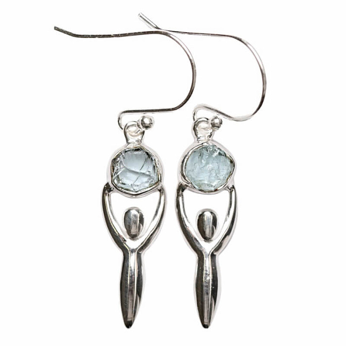 Designové náušnice s akvamarínem stříbro Ag 925 E184 - 2