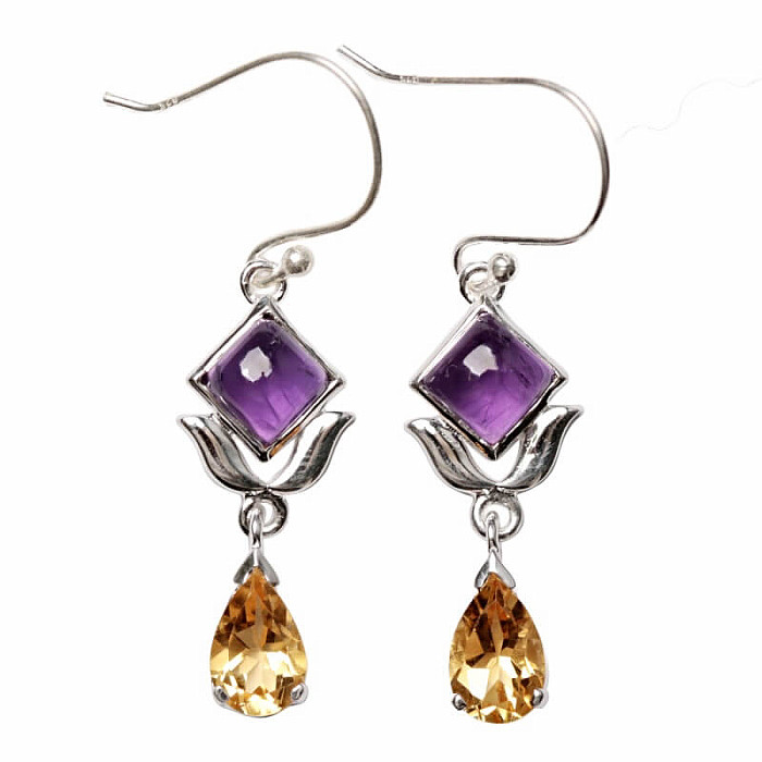 Designové náušnice s ametystem stříbro Ag 925 E248 - 2