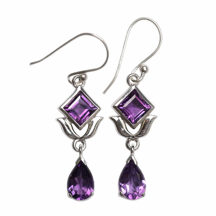 Designové náušnice s ametystem stříbro Ag 925 E3 - 2
