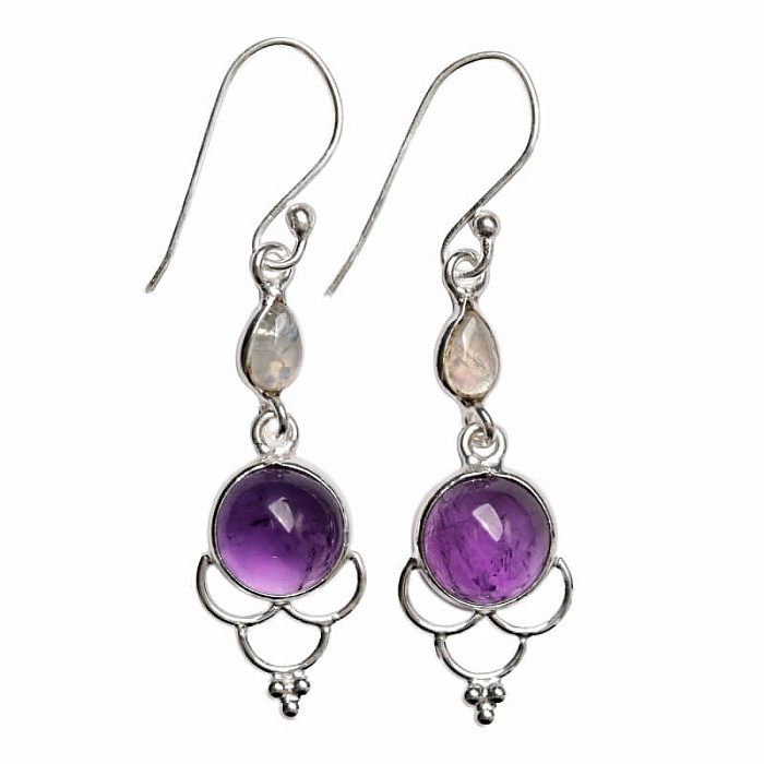 Designové náušnice s ametystem stříbro Ag 925 E508 - 2