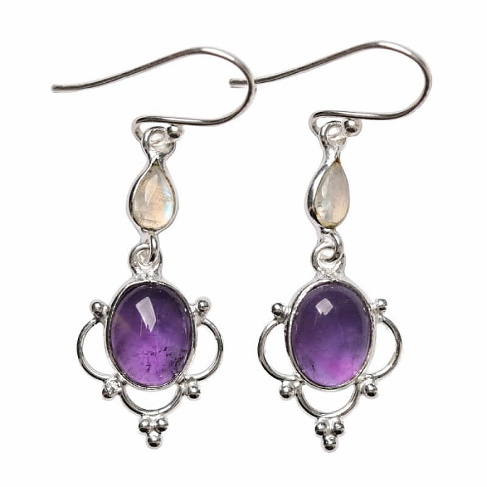 Designové náušnice s ametystem stříbro Ag 925 E548 - 2