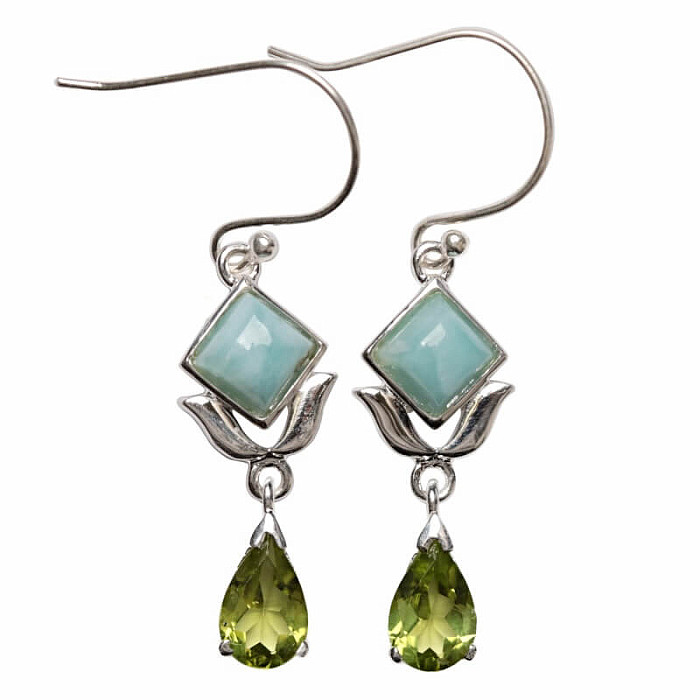 Designové náušnice s larimarem stříbro Ag 925 E245 - 2