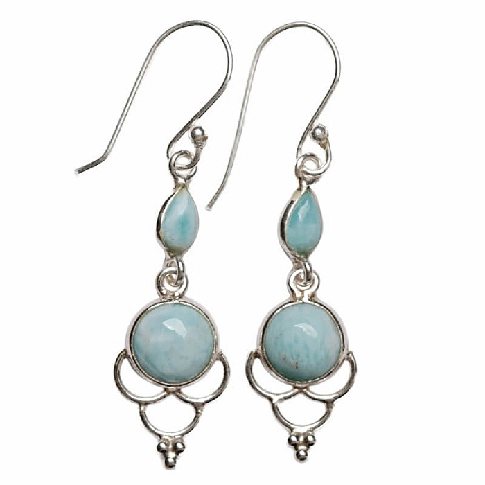 Designové náušnice s larimarem stříbro Ag 925 E513 - 2