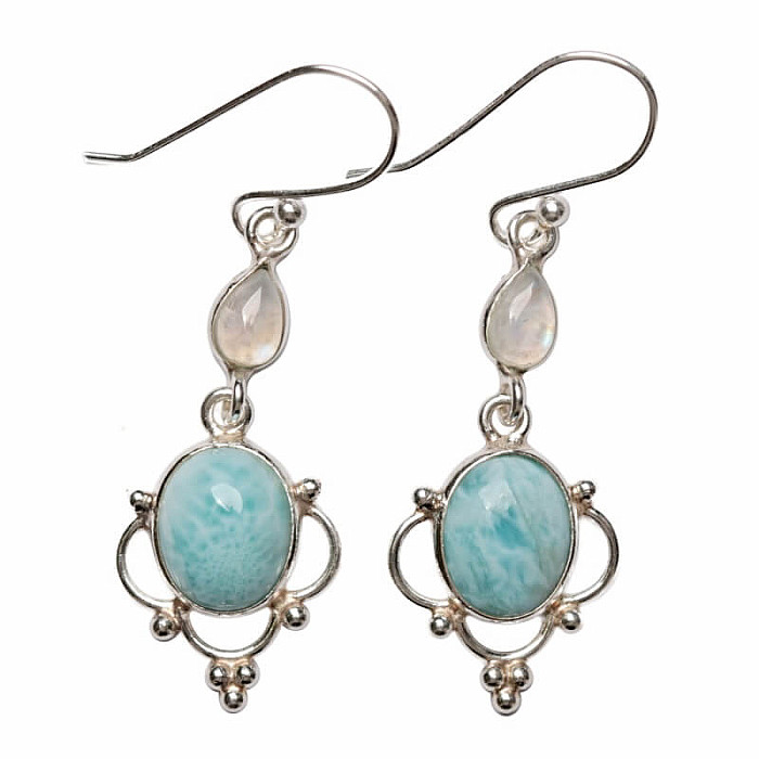 Designové náušnice s larimarem stříbro Ag 925 E547 - 2