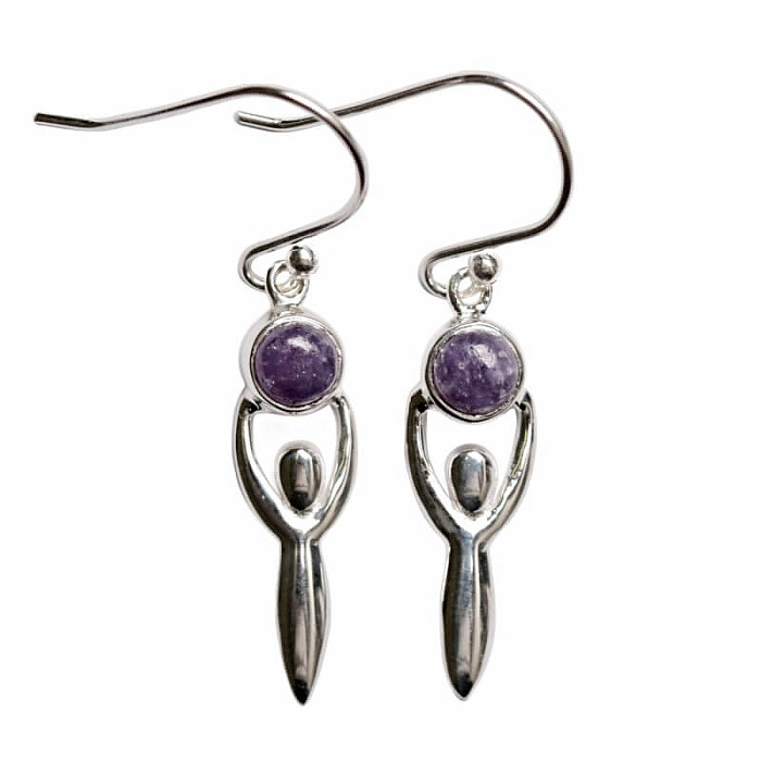 Designové náušnice s lepidolitem stříbro Ag 925 E169 - 2