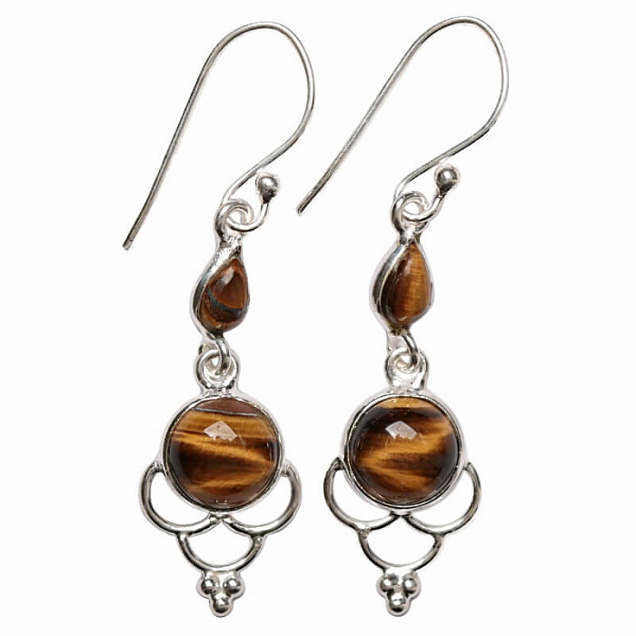 Designové náušnice s tygřím okem  stříbro Ag 925 E486 - 2