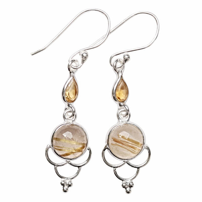 Designové náušnice sagenit křišťál s rutilem stříbro Ag 925 E504 - 2