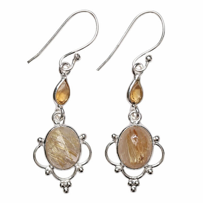 Designové náušnice sagenit křišťál s rutilem stříbro Ag 925 E563 - 2