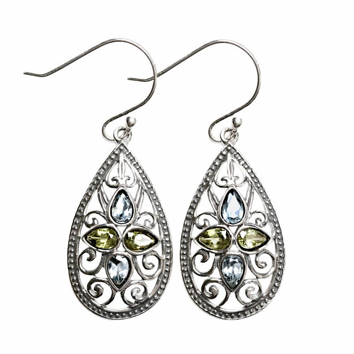 Designové náušnice topaz broušený stříbro Ag 925 E209 - 2