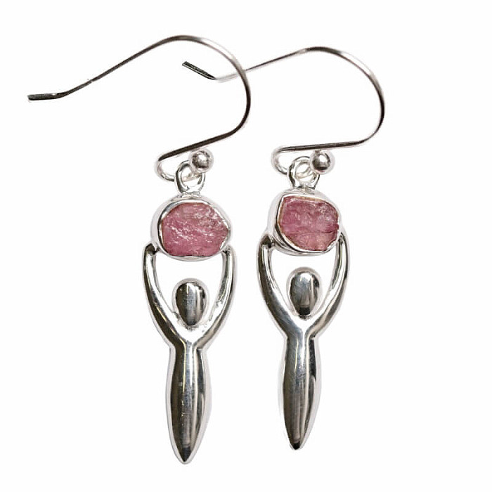 Designové náušnice turmalín růžový stříbro Ag 925 E156 - 2