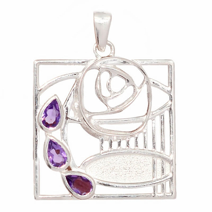 Designový přívěsek ametyst broušený stříbro Ag 925 P1 - 2
