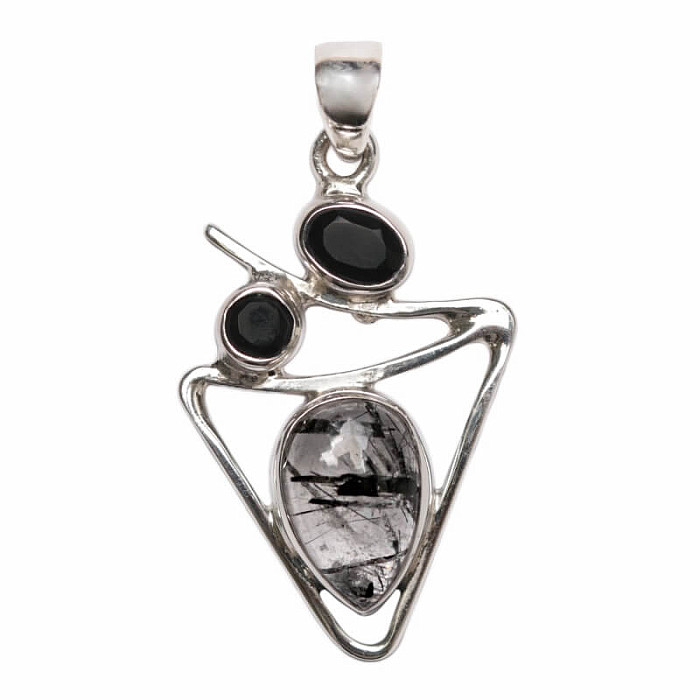 Designový přívěsek turmalín v křišťálu stříbro Ag 925 P154 - 2
