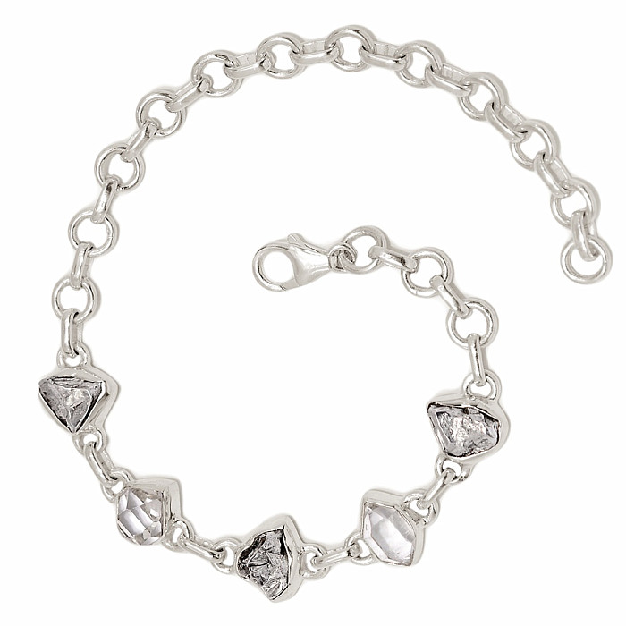 Herkimer diamant a meteorit náramek stříbro Ag 925 B318 - 11