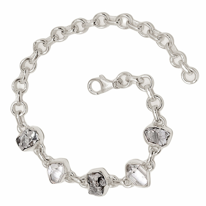 Herkimer diamant a meteorit náramek stříbro Ag 925 B319 - 11