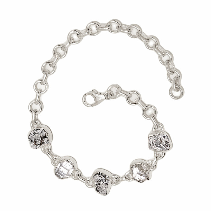Herkimer diamant a meteorit náramek stříbro Ag 925 B320 - 11
