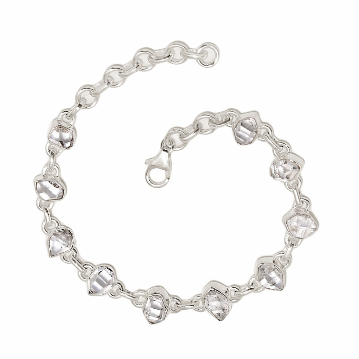 Herkimer diamant náramek stříbro Ag 925 B329 - 17 - 20 cm