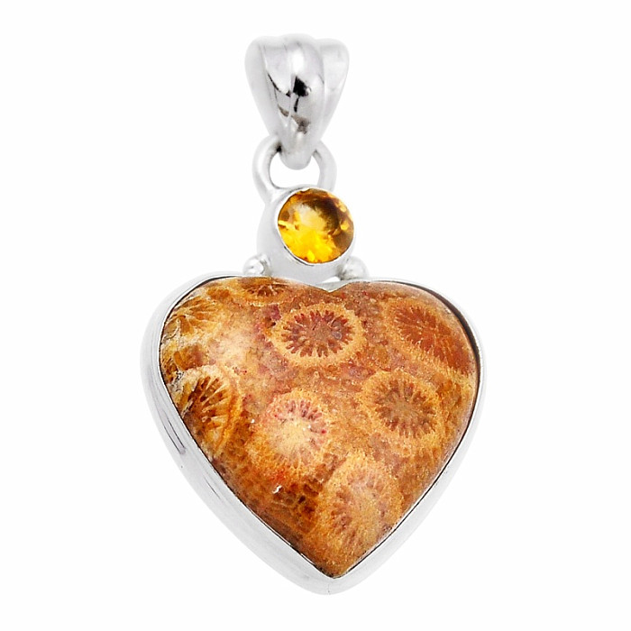 Korál fosilní indonéský přívěsek stříbro Ag 925 29538 - 2