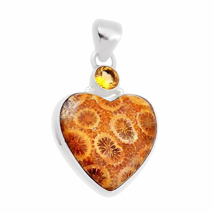 Korál fosilní indonéský přívěsek stříbro Ag 925 29539 - 2