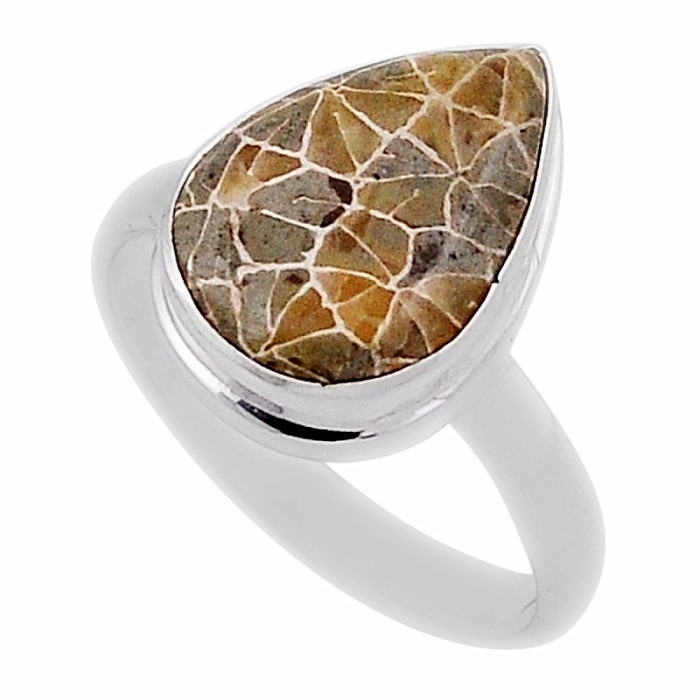 Korál petoskey stone prsten stříbro Ag 925 38125 - 55 mm (US 7