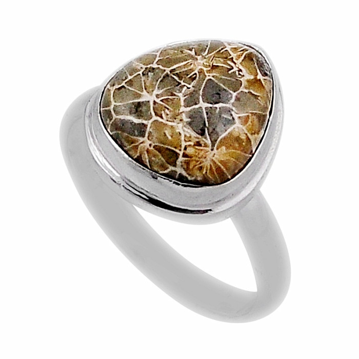 Korál petoskey stone prsten stříbro Ag 925 38126 - 55 mm (US 7