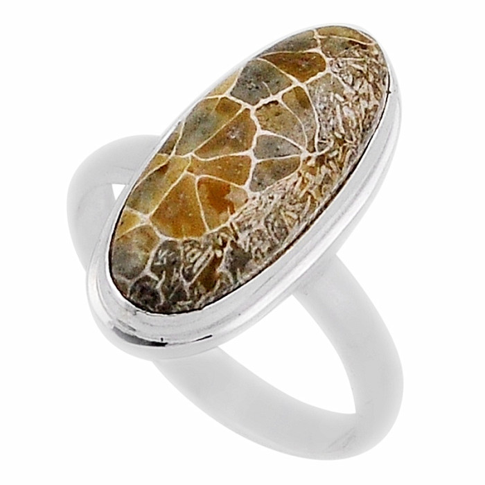 Korál petoskey stone prsten stříbro Ag 925 38131 - 55 mm (US 7