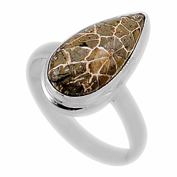 Korál petoskey stone prsten stříbro Ag 925 38136 - 55 mm (US 7