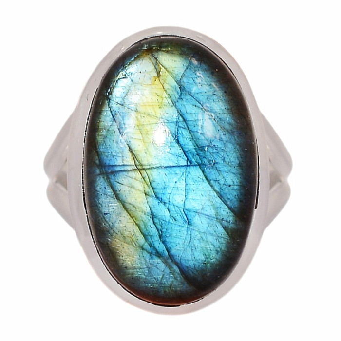 Labradorit duhový prsten stříbro Ag 925 R1501 - 61 mm (US 9