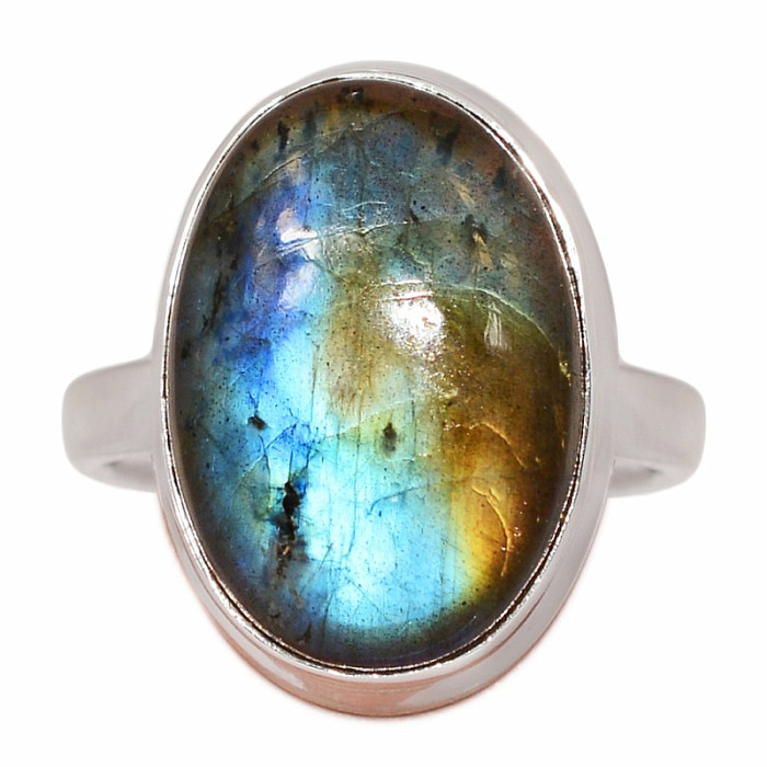 Labradorit duhový prsten stříbro Ag 925 R1508 - 60 mm (US 9