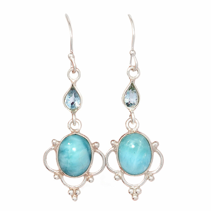 Larimar náušnice stříbro Ag 925 E560 - 2