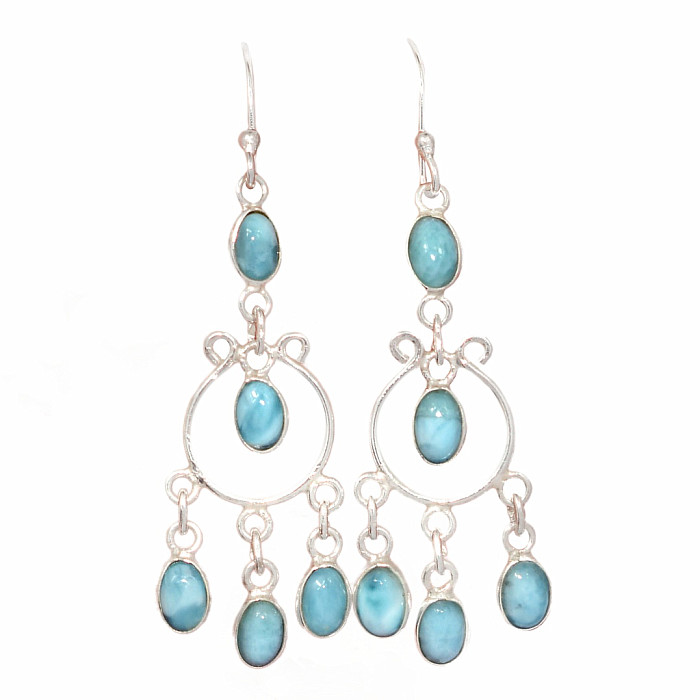 Larimar náušnice stříbro Ag 925 E584 - 3