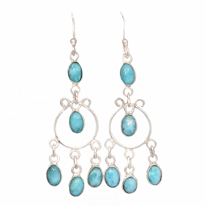 Larimar náušnice stříbro Ag 925 E589 - 3