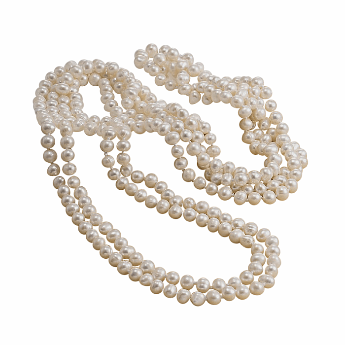 Luxusní dámský perlový náhrdelník z bílých perel 158 cm - délka cca 158 cm