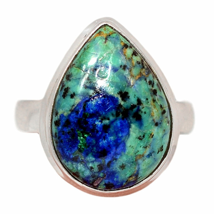 Malachit v azuritu prsten stříbro Ag 925 R706 - 52 mm (US 6)