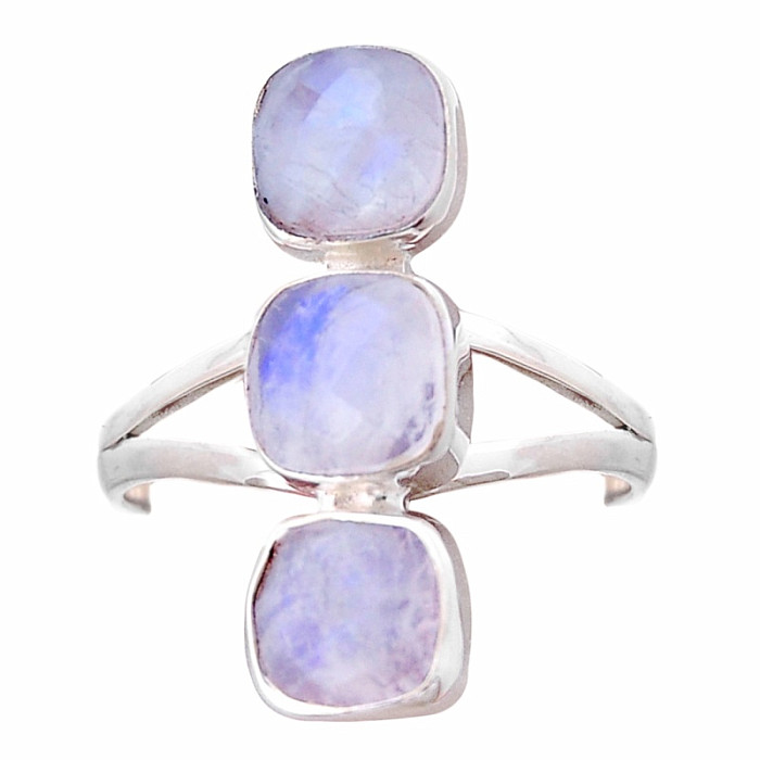 Měsíční kámen duhový prsten stříbro Ag 925 48374 - 57 mm (US 8)