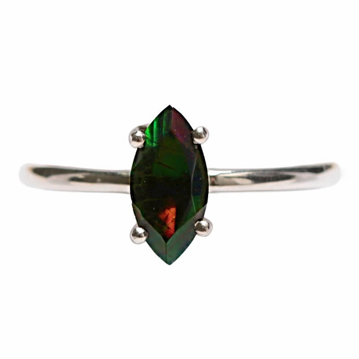 Opál černý etiopský broušený prsten stříbro Ag 925 LOT2 - 57 mm (US 8)