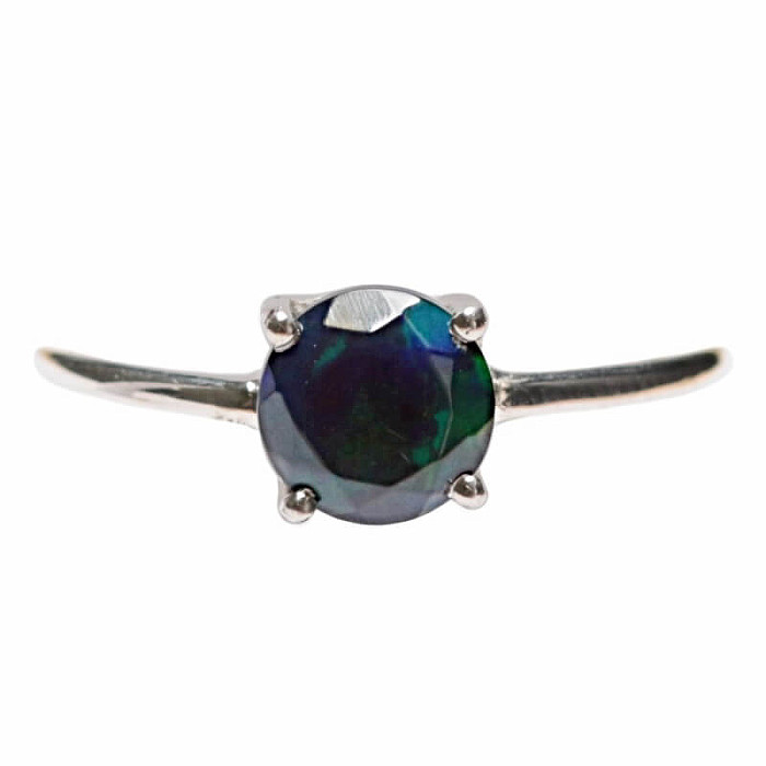 Opál černý etiopský broušený prsten stříbro Ag 925 LOT4 - 59 mm (US 9)